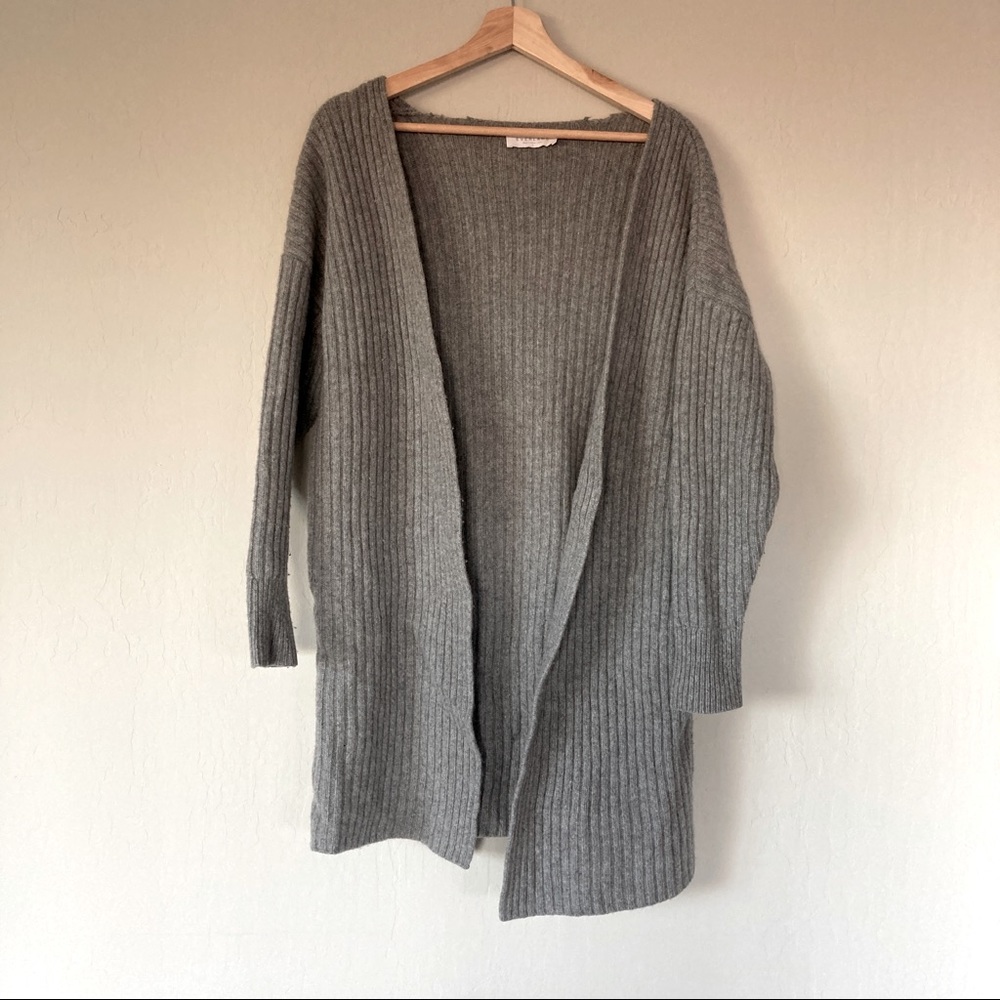 Everlane Gray Ribbed Wool Oversized Cardigan